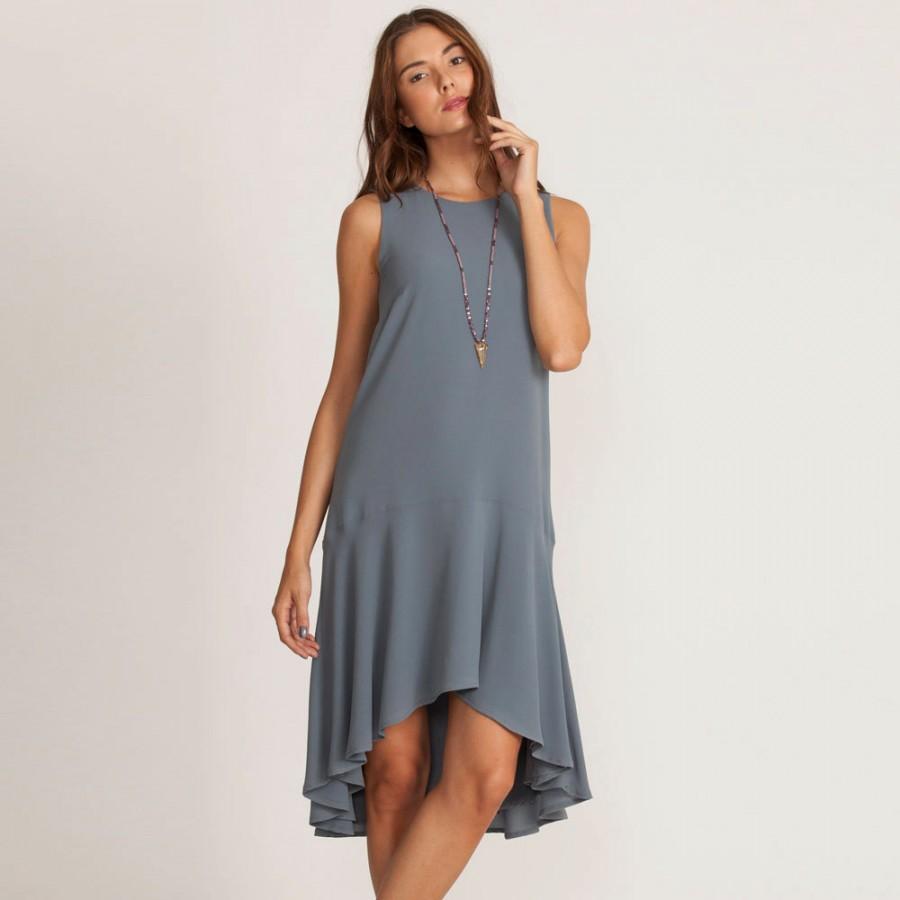 Mariage - Gray summer Dress, short cocktail dress, gray dress, asymetrical  evening dress, low waist dress, sleeveless top dress, gray party dress