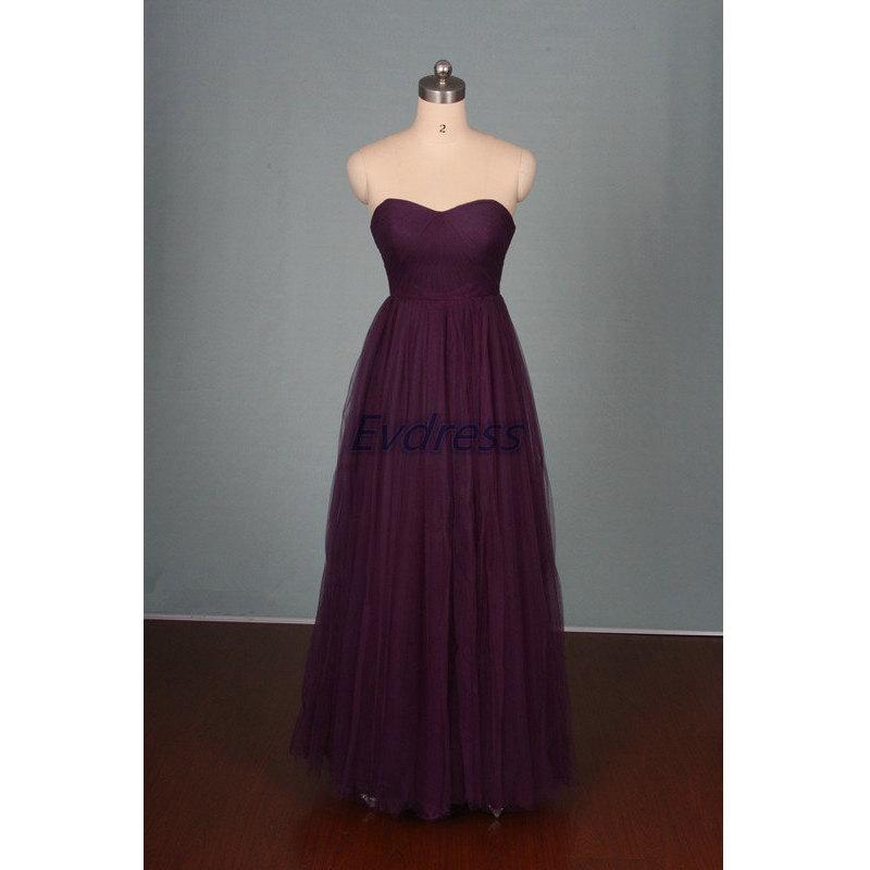 Wedding - 2016 long eggplant tulle bridesmaid gowns hot,inexpensive wedding dresses for women,chic floor length bridesmaid dress evening dresses.