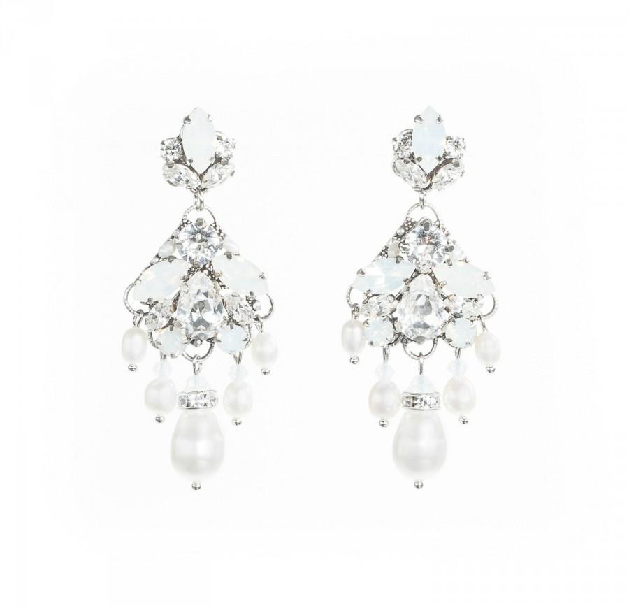 Mariage - Bridal Earrings , Wedding Chandelier Earrings , Bridal Statement Earrings , Opal Earrings , Ivory Pearl Earrings , Bridal Jewelry