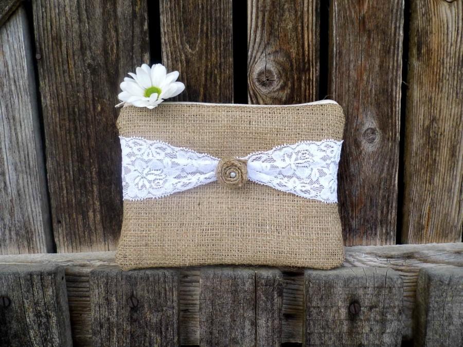 Wedding - Bridesmaid Gift, Wedding Clutch, Bridal Shower Gift, Burlap And Lace Purse, Will You Be My Bridesmaid, Rustic Wedding, My Best Friends