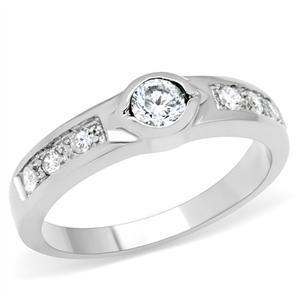 Hochzeit - Sweetness and Light - Sparkling Icy White Cubic Zirconias Stainless Steel Comfort Fit Engagement Ring