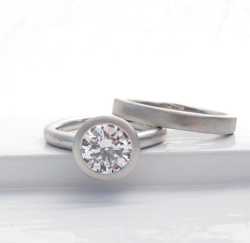 Wedding - 1.5ct diamond pebble ring engagement solitaire platinum
