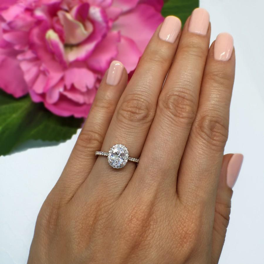 New! 1 Ctw Oval Halo Promise Ring, Halo Engagement Ring