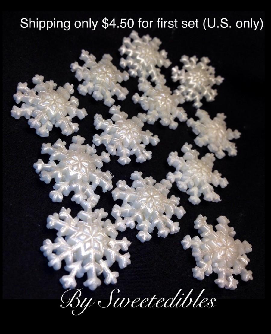 زفاف - Cake Decorations Edible Snowflakes Small Size Gum Paste