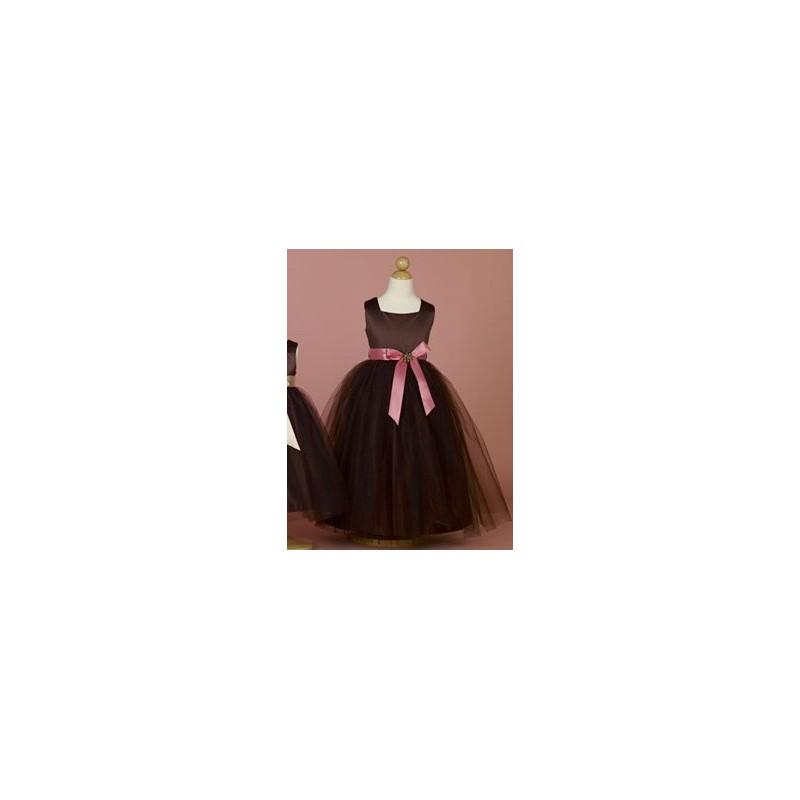 زفاف - Coral/Chocolate Satin w/Illusion Overlay Style: DM2875 - Charming Wedding Party Dresses