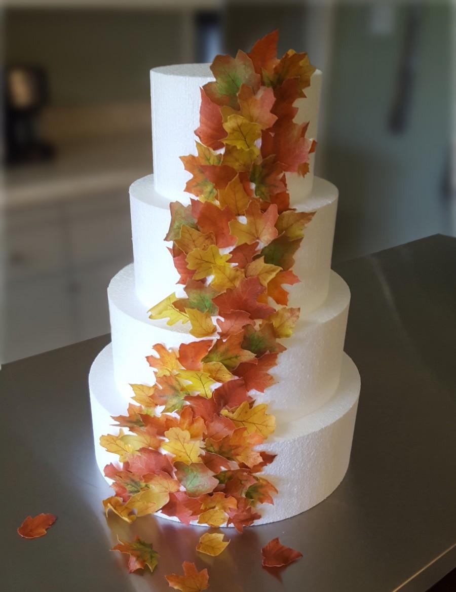 Wedding - Edible Cake Decorations - Fall Leaves, Wafer Paper Toppers for Cakes, Cupcakes or Cookies- Color on Both Sides
