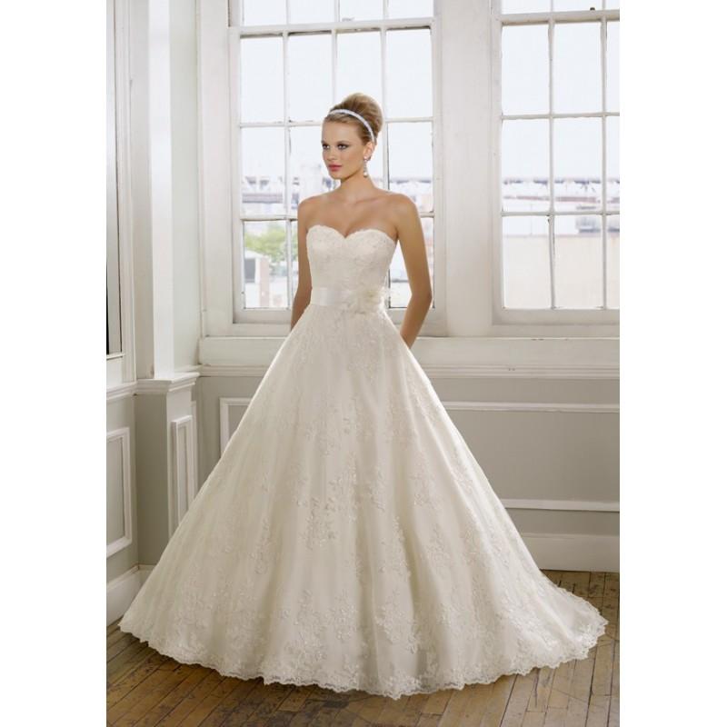 Wedding - Mori Lee 1612 Strapless Lace A-Line Ball Gown Wedding Dress - Crazy Sale Bridal Dresses