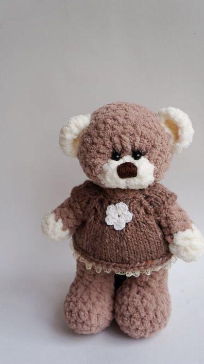 Mariage - Plush Bear in dress stuffed toy bear plush bear brown stuffed bear woodland animal large bear crochet animal softie bear doll Halloween toy