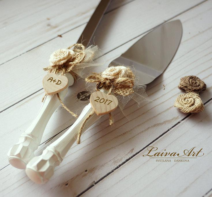 Hochzeit - Cake Server Set & Knife Rustic Wedding Cake Cutting Set Wedding Cake Knife Set Wedding Cake Servers Wedding Cake Cutter Cake Decoration