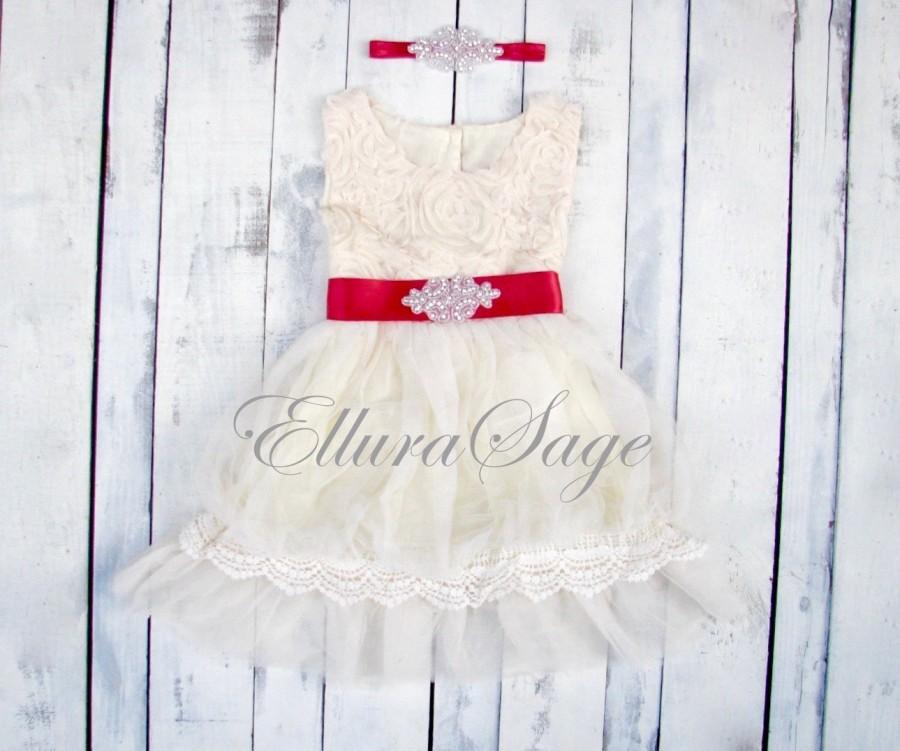 Hochzeit - flower girl dress, lace baby dress, rustic flower girl dress, country flower girl dress,vintage lace Christmas dress, ivory Christmas dress.