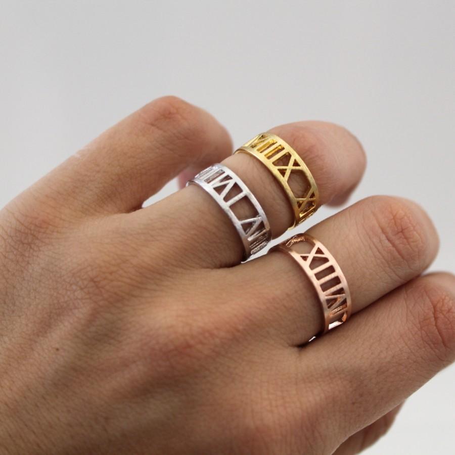 زفاف - WEDDING date ring - Important days ring - Personalized date ring - Custom ring - Roman numeral date ring - Gold filled over silver
