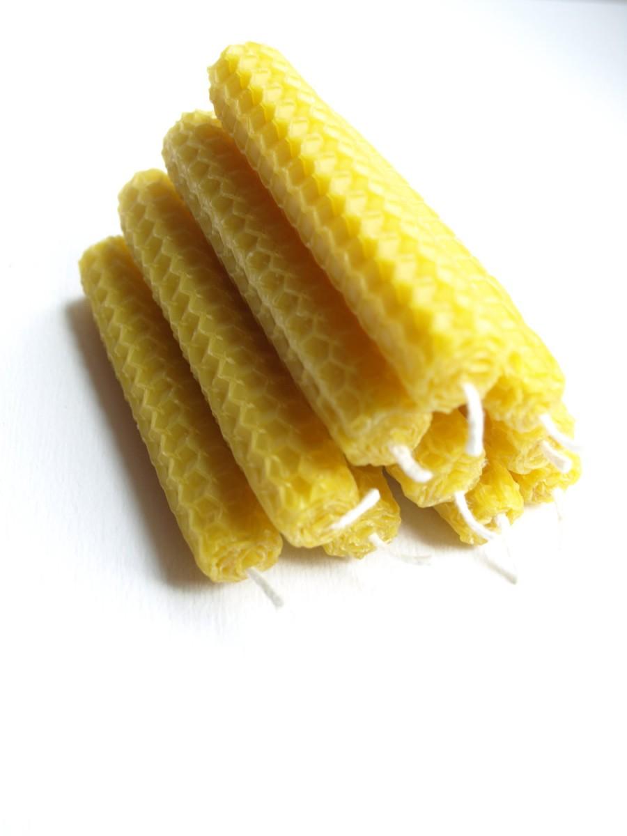Wedding - Beeswax candles SET of 100 NATURAL yellow bees wax candle , bulk offer , Wedding favor gift , S size Eco Friendly