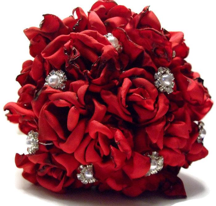 Свадьба - Bridal Bouquet, Fabric Flowers Bouquets, Wedding Bouquet, Wedding Flowers, Handmade, OOAK