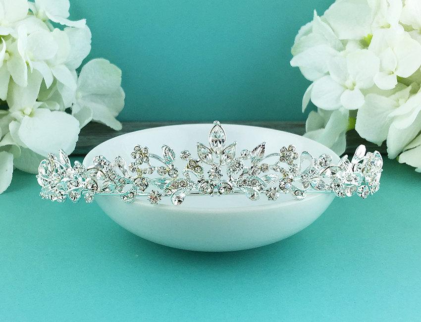 Mariage - Crystal Bridal Tiara, Swarovski crystal rhinestone wedding tiara, bridal wedding hair accessories, wedding headpiece, bridal tiara 210714737