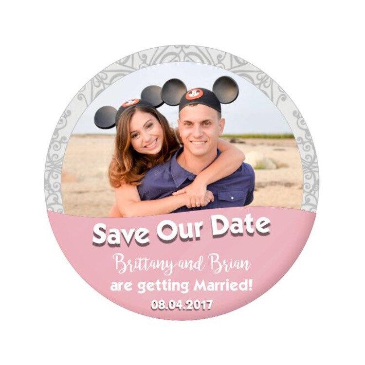 Wedding - Save Our Date Customizable Wedding Announcement Magnets -  3 Inch Round - Unlimited Proofs Available Upon Purchase