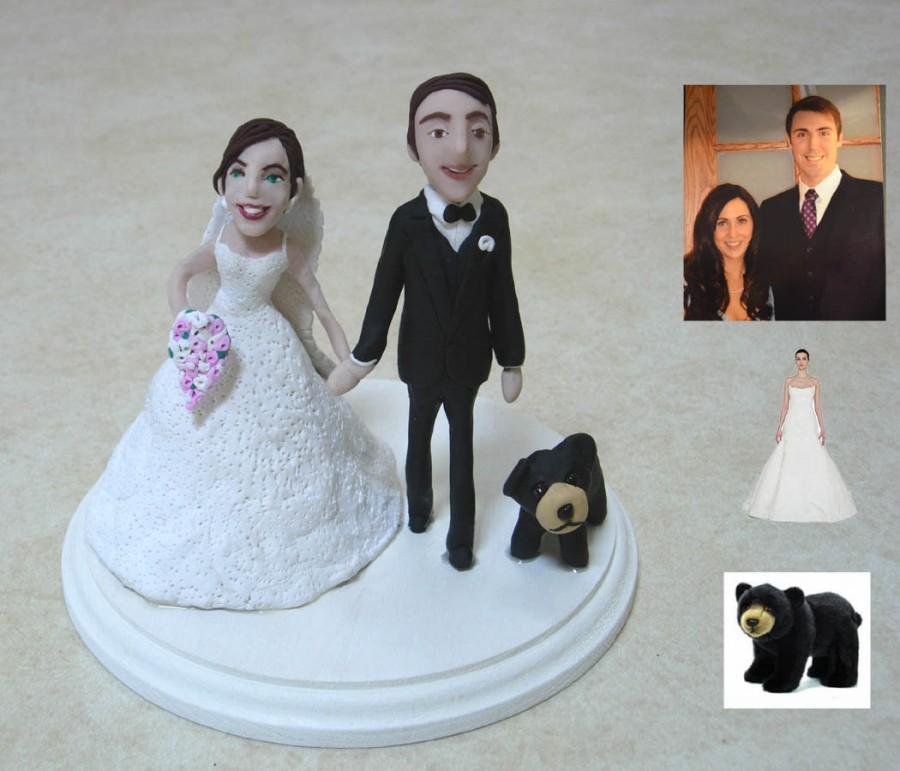 Свадьба - Look -Alike Bride & Groom Clay Portrait: Personalized Cake Topper Made to Order