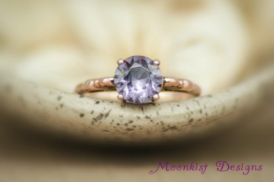 زفاف - 14K Rose Gold Victorian Scroll Filigree Ring with Amethyst - Vintage-style Engagement Ring - Unique Light Purple Amethyst Promise Ring