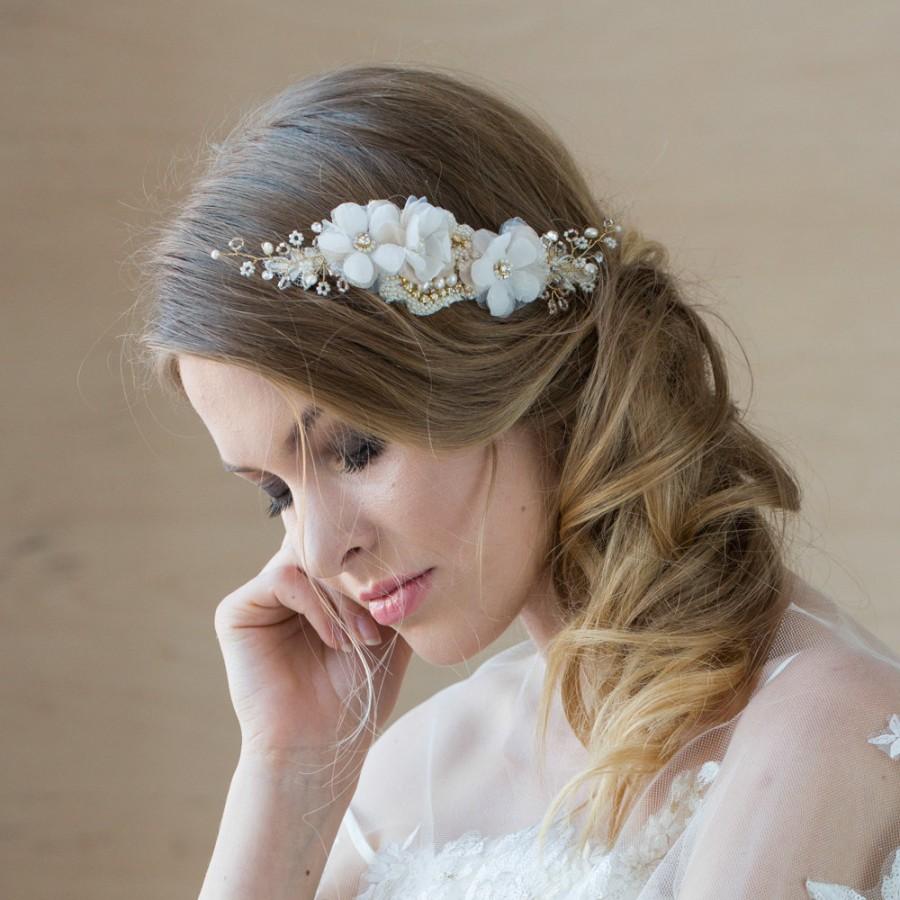 Wedding - Gold Bridal hair comb, Bridal headpiece, Wedding hair piece, Gold hair comb, hair vine, Bridal hair accessories, floral hair comb, Bohemian