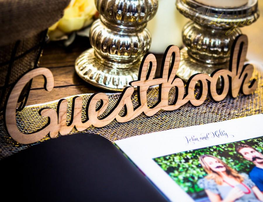 Свадьба - Wooden Sign Guestbook Cutout for Wedding or Party Wooden Sign for Reception Decorations, Wooden Sign Rustic Chic (Item - LGU100)