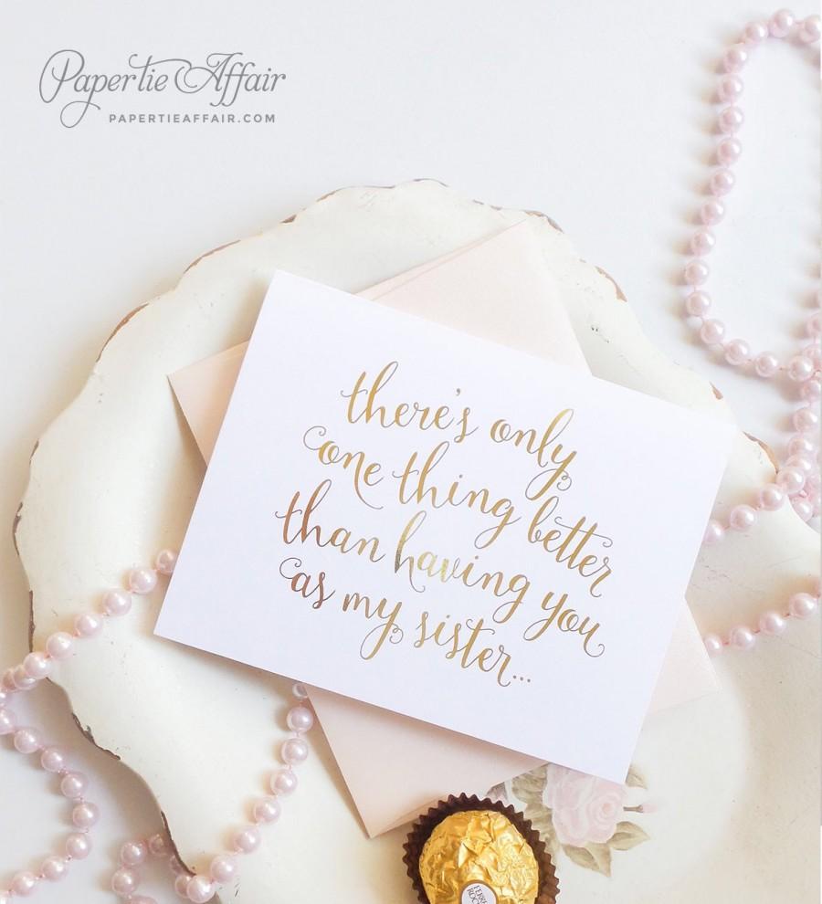 Mariage - Will You Be My Maid of Honor, Will You Be My Bridesmaid Cards - Card for Sister - Gold Foil, Rose Gold Foil "Dreamy"
