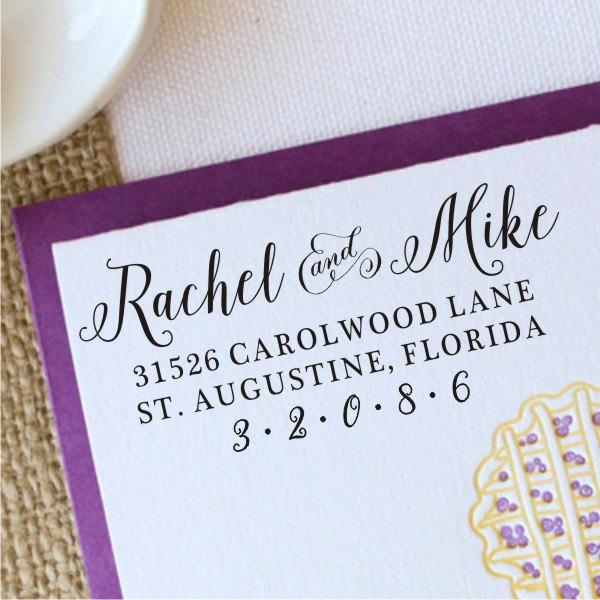 Hochzeit - Wedding Address Stamp, Return Address Stamp, Personalized Invitation Stamp, Make Address Labels - design 1042