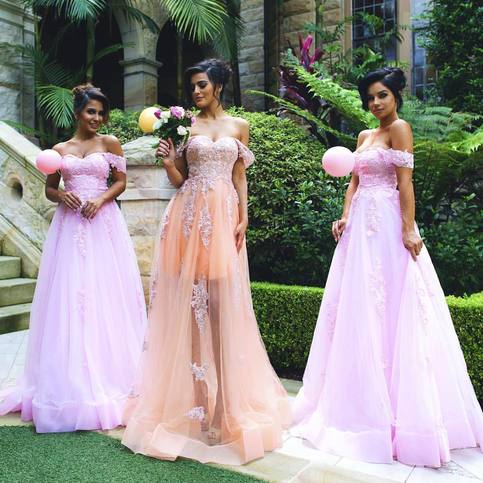 زفاف - Trendy Off Shoulder Maroom Long Prom Dress with Appliques from Tidetell