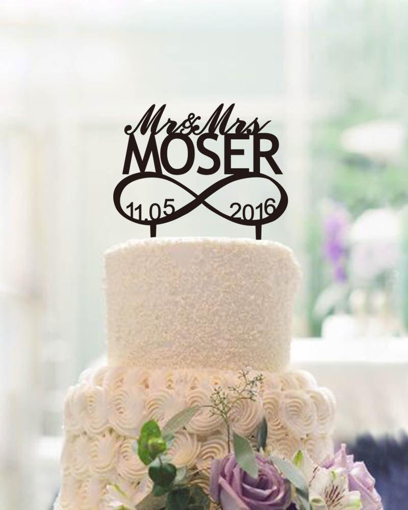 Hochzeit - Infinity Love Wedding Cake Topper,Mr and Mrs Cake Topper,Infinity Mr & Mrs ,Last Name Cake Topper,Personalized Mr Mrs Surname Cake Topper