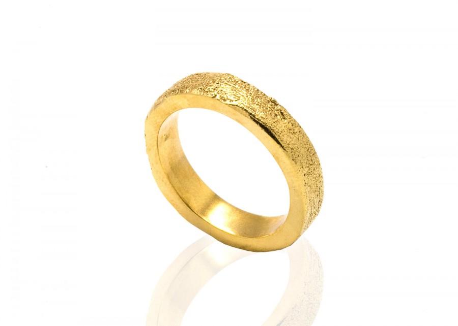Mariage - Gold wedding band - unisex 14k Gold wedding band ring - textured gold wedding band - unisex wedding jewelry