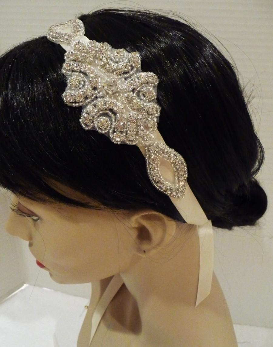زفاف - Bridal Rhinestone Headpiece, KAMI, Vintage Headband, Bridal Headband, Rhinestone Headband, Crystal Headband