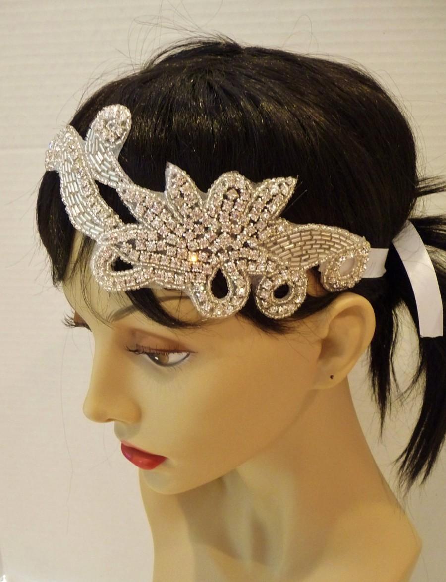 زفاف - Great Gatsby Bridal Headpiece, Bridal Headband, ROMANCE, Bridal Headpiece, Rhinestone Headpiece, Bridal Headband