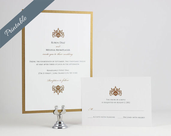 Wedding - Formal Wedding Invitations Gold Wedding Invitation Printable