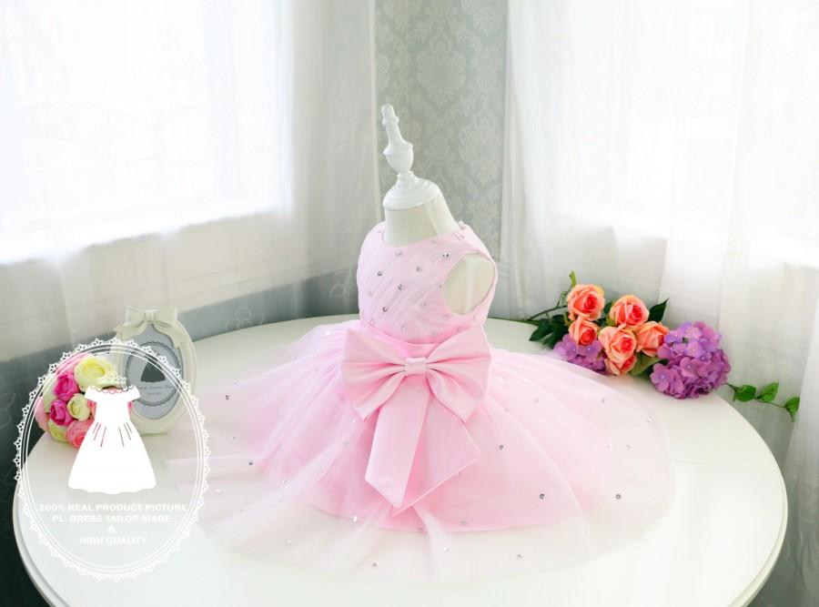 Wedding - Fancy Pink Thanksgiving Dress Toddler, Baby Christmas Dress, Baby Flower Girl Dress Tulle, Birthday Dress Baby,PD038-1