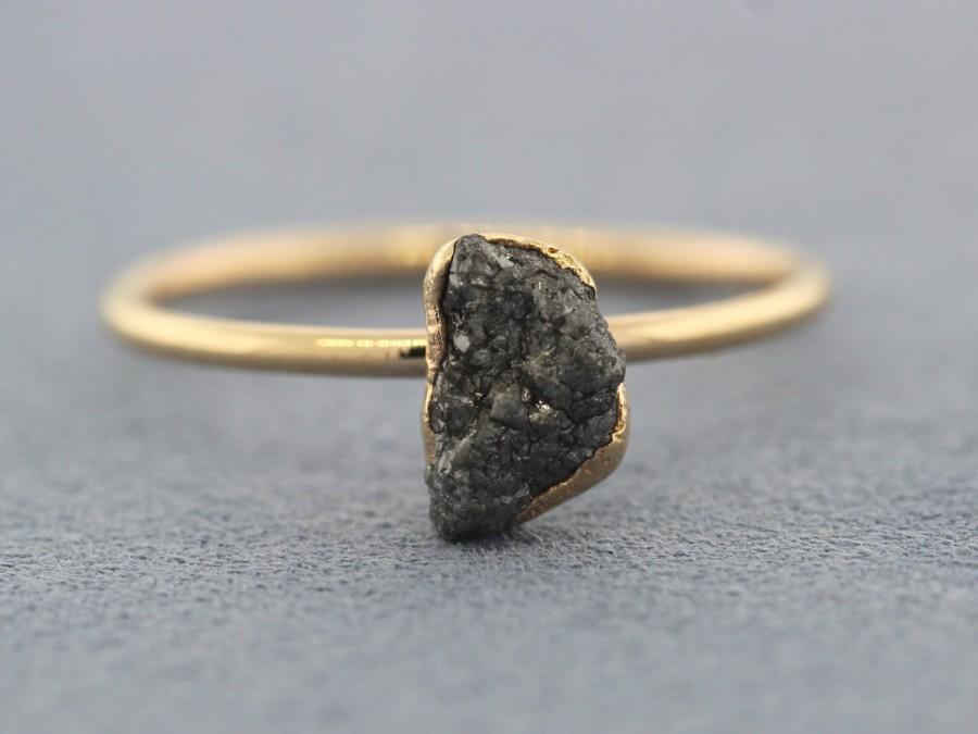 زفاف - Solid Gold Raw Diamond Ring/ Rough Diamond Ring/ Raw Diamond Engagement Ring/ Uncut Diamond Ring/ Set In 14KT Solid Yellow Gold