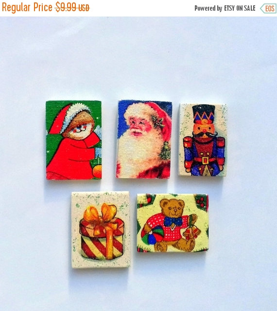 Свадьба - 20% OFF Set of magnets, Christmas magnets, Santa Claus, Snowman, Christmas gift, wooden magnets, perfect gift, gift for child, handmade magn