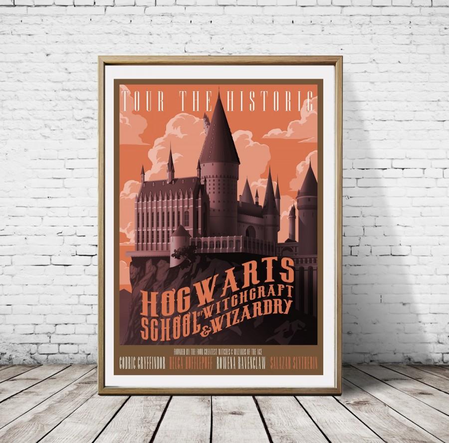 Hochzeit - Travel To Hogwards School Of Witchcraft Wizardry Harry Potter Artwork Traveling Poster Print Graphic Design