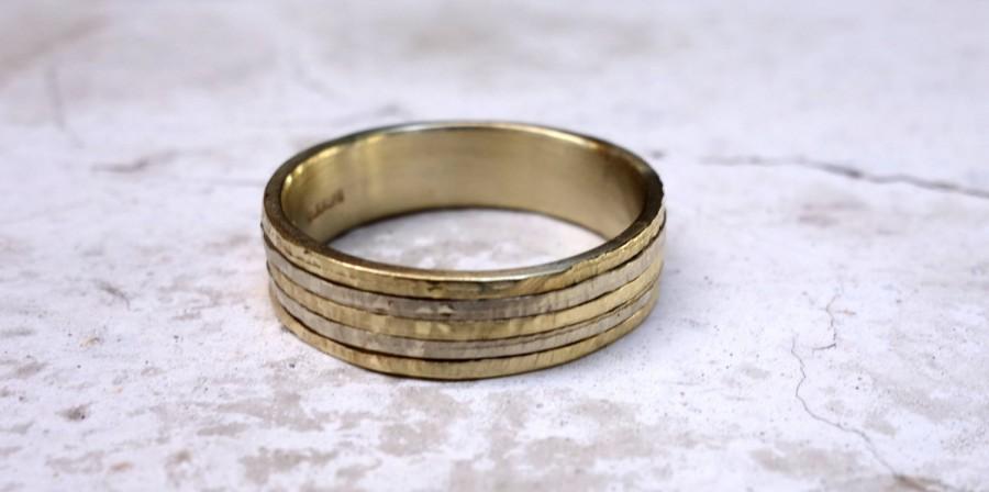 زفاف - MIXED METAL Wedding Band His and Her's Wedding Band Handmade Wedding Ring Promise ring Unique Gold Ring Men's & Women's Wedding band