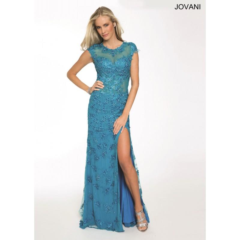 Hochzeit - Jovani 21223 Cap Sleeve Lace Gown - 2016 Spring Trends Dresses