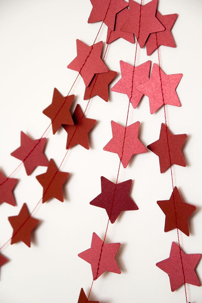Mariage - Twinkle twinkle little star garland, metallic red paper garland, wedding garland, christmas garland, holidays garland, new year decor home