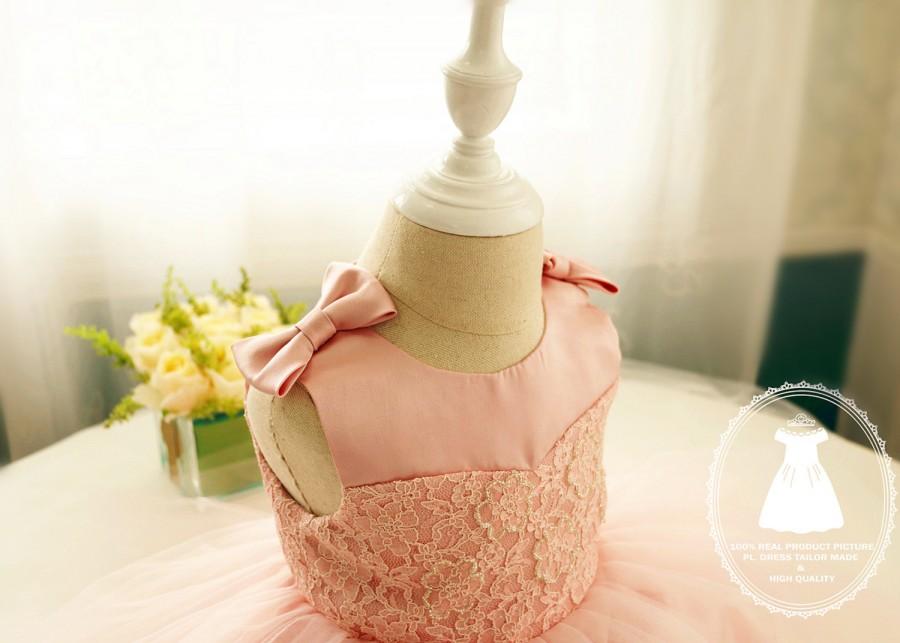 زفاف - Flower Lace Top Baby TuTu Dress, Toddlers Flower Girl Dress, Easter Dress, Holiday Party Dress, Pageant Dress PD022