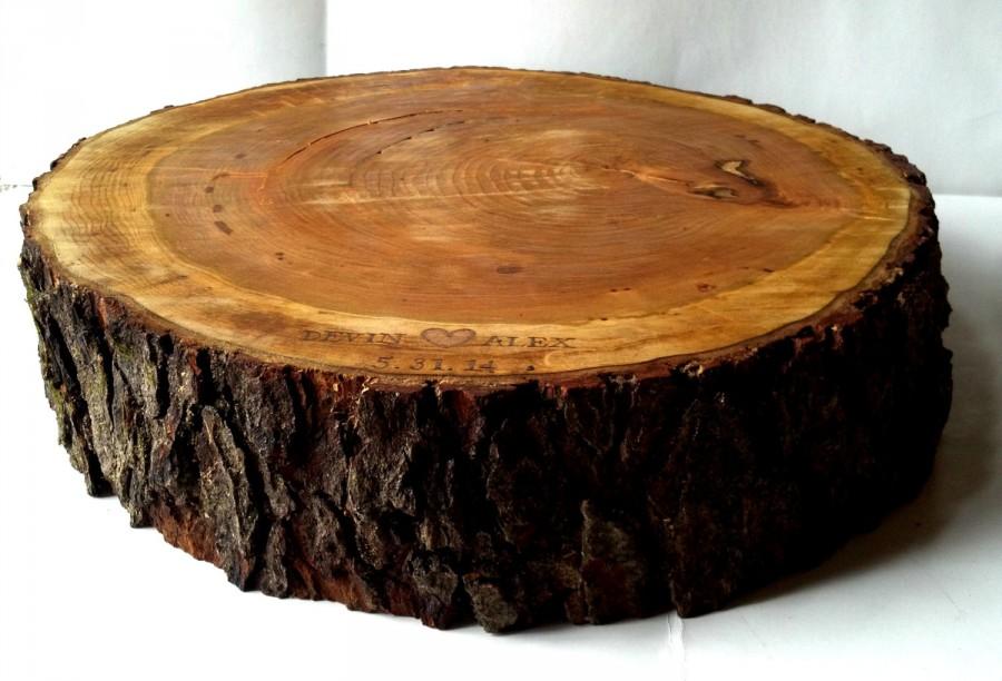 Hochzeit - Rustic Wood Cake Stand- Personalization- Tree Slice- Wood Slab