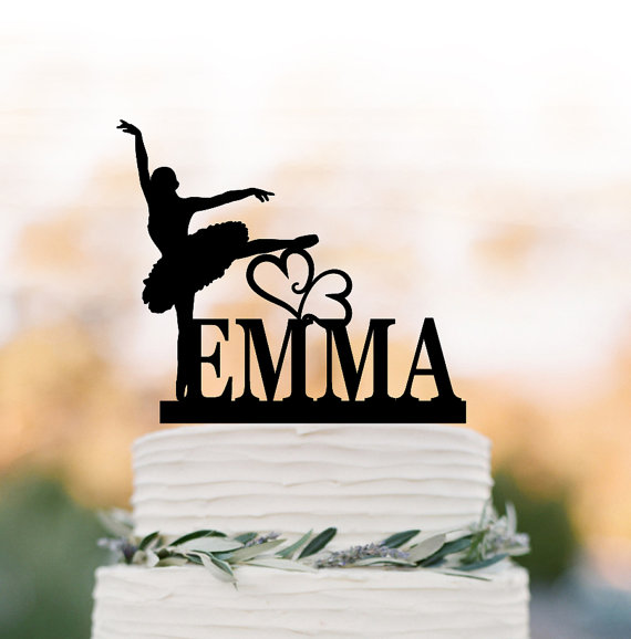 Hochzeit - Ballerina birthday cake topper, personalized cake topper, Litle girl dancer birthday gift, unique cake topper for wedding, custom name