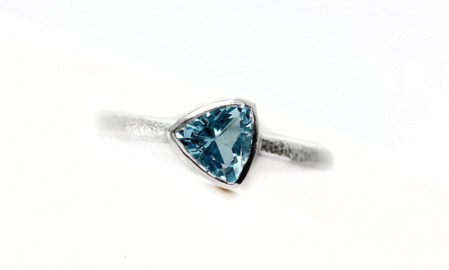 Mariage - Size 7.25 - Sky Blue Topaz Trillion Gemstone Ring - Sterling Silver 14k Yellow Gold, 14k Palladium White Gold - Promise Ring - Ready to Ship