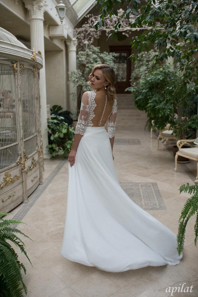 Bohemian Wedding Dress L19 With Lace, Simple Wedding Dress