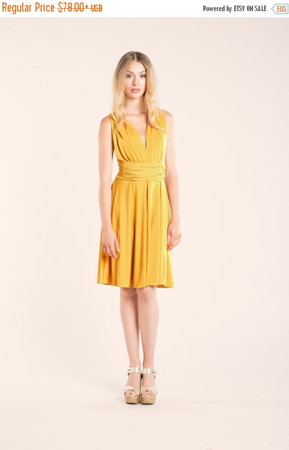 زفاف - BLACK FRIDAY SALE 20% Short yellow dress, mustard yellow infinity dress, yellow dress, mustard bridesmaid dress, honey yellow prom dress, ba