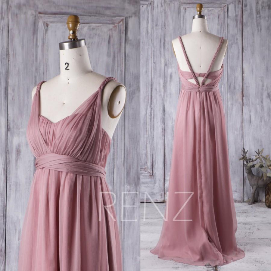 زفاف - 2016 Dusty Rose Bridesmaid Dress, Sweetheart Illusion Wedding Dress, Long chiffon Prom Dress, Backless Evening Dress Floor Length (H239)