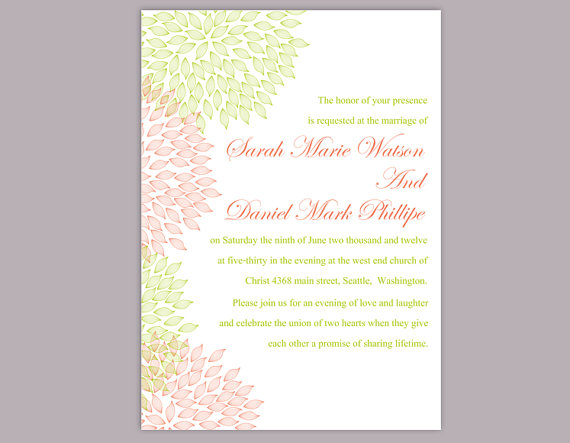 Hochzeit - DIY Wedding Invitation Template Editable Word File Instant Download Printable Floral Invitation Red Wedding Invitation Green Invitation