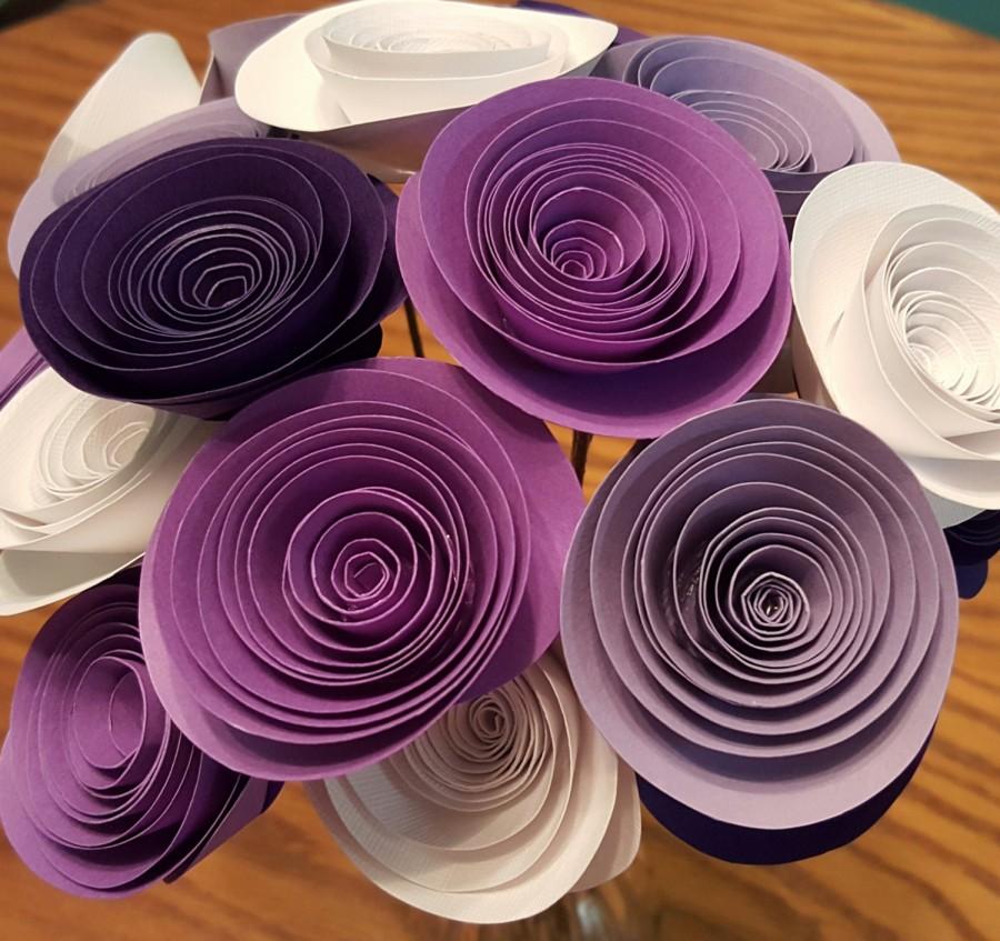 Wedding - Purple Paper Flower Arrangement, Purple Paper Flowers, Purple Centerpiece, Purple Wedding Flowers, Purple Wedding Centerpiece