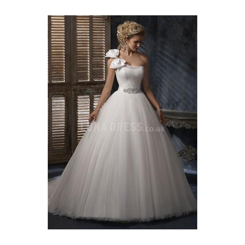 Wedding - Flowing Tulle One Shoulder Ball Gown Spring & Fall Court Train Bridal Dress - Compelling Wedding Dresses