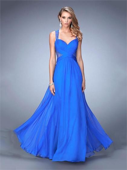 Wedding - Gorgeous A-line Sweetheart Sheer Sides Straps and Back Chiffon Prom Dress PD3307