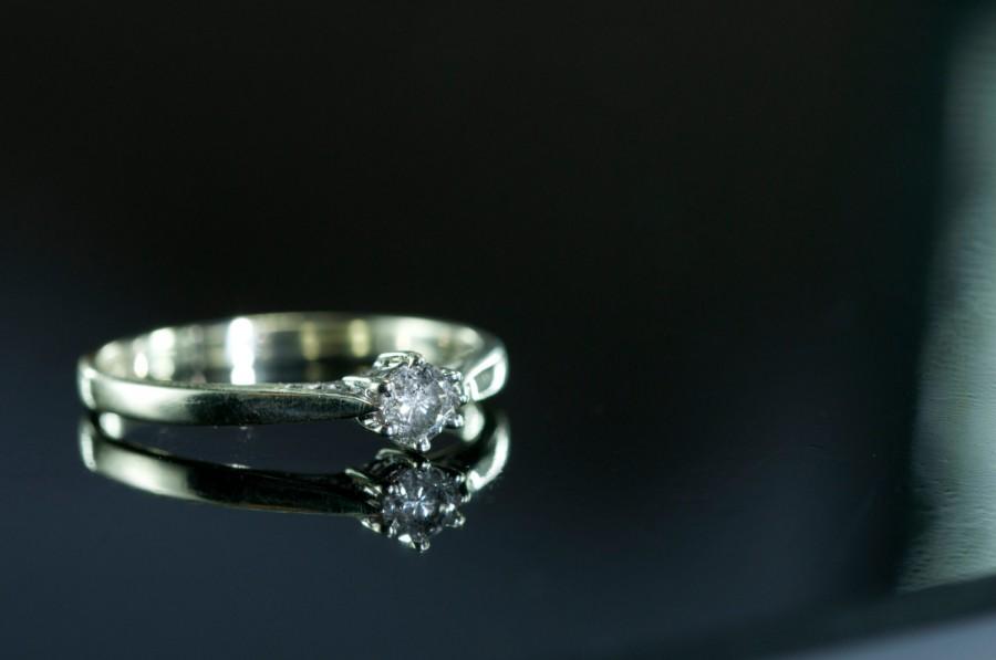 زفاف - BLACK FRIDAY SALE - Winter Star - vintage diamond & white gold engagement ring